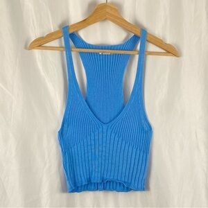 Intimately Free People Bright Blue Ribbed Racerback Lounge Tank Size XS